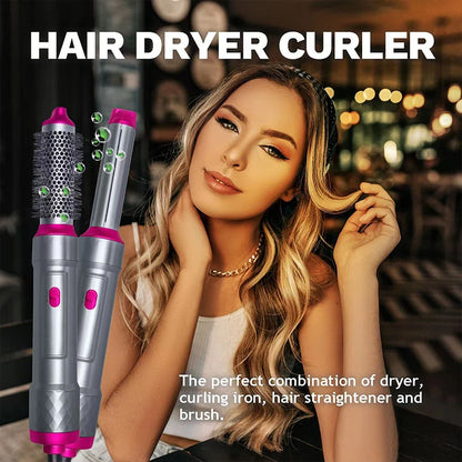 Secador de pelo 5 en 1, peine eléctrico para el cabello, cepillo rizador recto de iones negativos, secador de pelo, peine de aire, Kit de cepillo extraíble, herramienta.