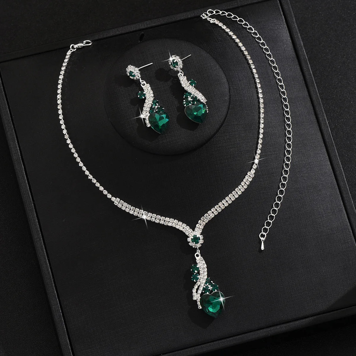 Elegant Vintage Jewelry Set for Women, Shiny Rhinestone Necklace, Sparkling Crystal Choker, Wedding Party Earrings, 3 Pcs