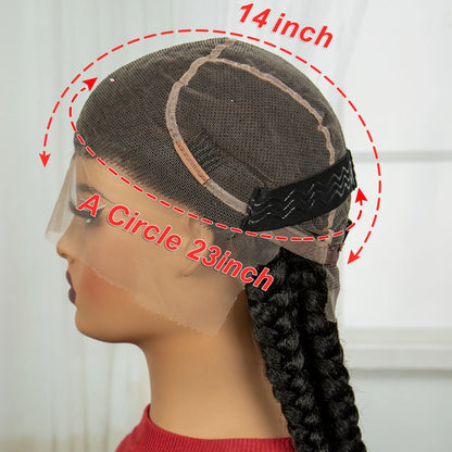 Pelucas trenzadas Cornrow de 32 pulgadas, peluca con trenzas de encaje sintético completo con pelo de bebé, peluca de encaje trenzado sin nudos Frontal para mujeres negras
