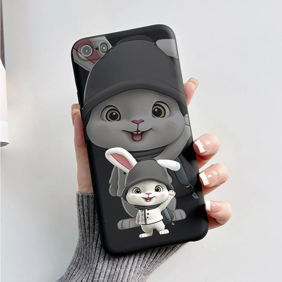 For iPhone 5 5S Case Cute Bear Cartoon Frog Painted Soft Cover For iPhone SE 2016 2020 2022 SE2 Silicone Phone Case Coque Funda