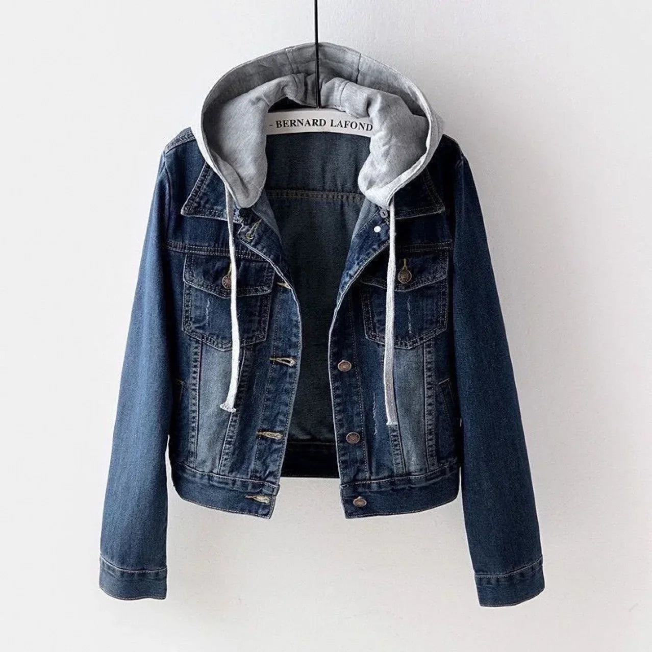 Chaqueta corta vaquera recortada para mujer primavera otoño estilo coreano nueva chaqueta con capucha de manga larga delgada suaviza tu silueta