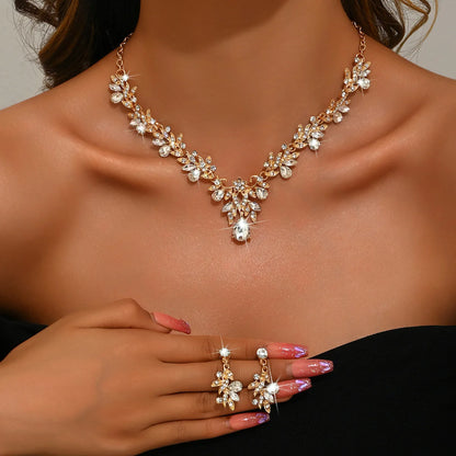 3 Pcs New Fashion Necklace Sets for Women Water Drop Necklace Choker Pendant Jewelry Set for Prom Birthday Wedding Bridal