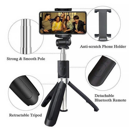 H1 Wireless Bluetooth Selfie Stick Tripod Monopod Phone Holder for Outdoor Travel 3 in 1