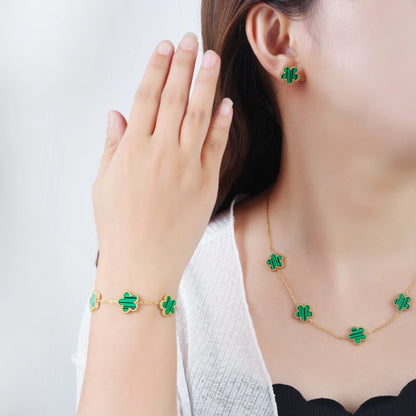 Pulsera clásica de acero inoxidable para mujer, brazalete ajustable de cinco flores, joyería de fiesta a la moda.