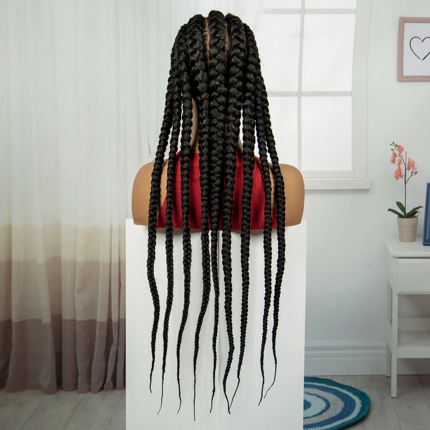 Pelucas trenzadas Cornrow de 32 pulgadas, peluca con trenzas de encaje sintético completo con pelo de bebé, peluca de encaje trenzado sin nudos Frontal para mujeres negras
