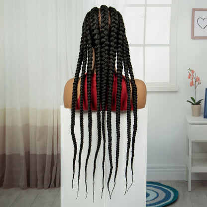 Pelucas trenzadas Cornrow de 32 pulgadas, peluca con trenzas de encaje sintético completo con pelo de bebé, peluca de encaje trenzado sin nudos Frontal para mujeres negras