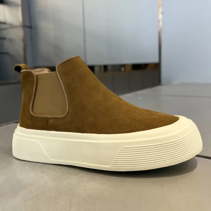 Botas de Hombre, Moda, Plataforma, Caña Alta, Casuales, Invierno 2026, Antideslizantes, Cálidas, Forro de Felpa, Algodón, Botas Chelsea para Exteriores