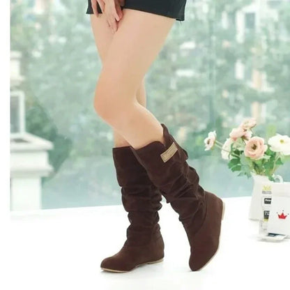 Botas de nieve de tubo medio para mujer, zapatos de mujer de talla grande con gancho de hilo de algodón hueco, encaje esmerilado, novedad.