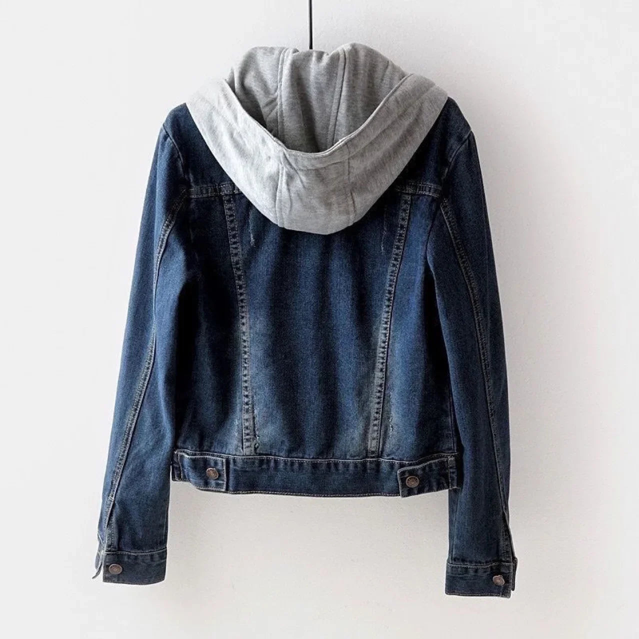 Chaqueta corta vaquera recortada para mujer primavera otoño estilo coreano nueva chaqueta con capucha de manga larga delgada suaviza tu silueta