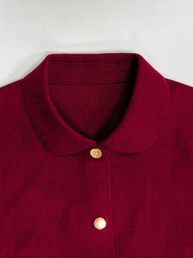 Abrigos de lana cortos lisos clásicos para mujer Otoño Invierno ropa cálida para mujer abotonada abrigo femenino trajes nuevos en prendas de vestir exteriores