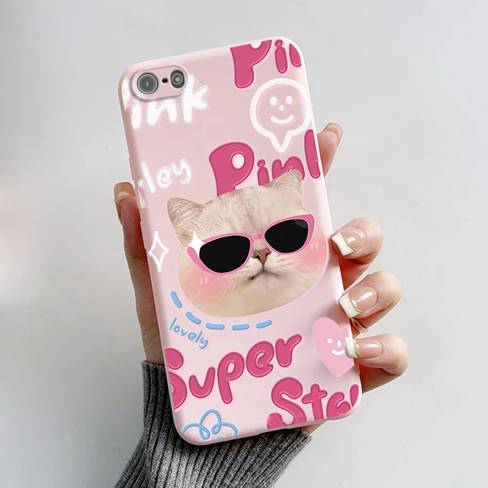 For iPhone 5 5S Case Cute Bear Cartoon Frog Painted Soft Cover For iPhone SE 2016 2020 2022 SE2 Silicone Phone Case Coque Funda