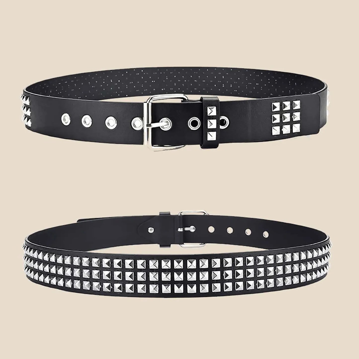Nuevo cinturón con remaches de cuentas cuadradas a la moda, cinturón piramidal de Metal para hombres y mujeres, Hardware Punk, cinturón vaquero Y2K, cinturón de diseñador, cinturón para mujer