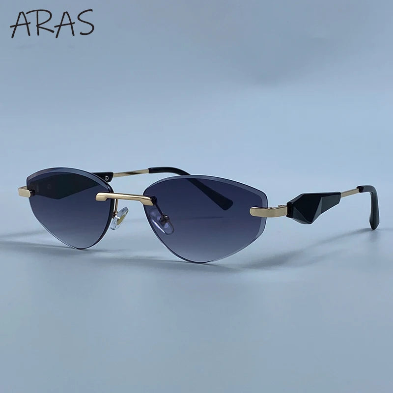 Gafas de Y2K Punk sin montura de ojo de gato, gafas 2026 de diseño de lujo irregulares sin marco, gafas de mujer, gafas de fiesta de moda