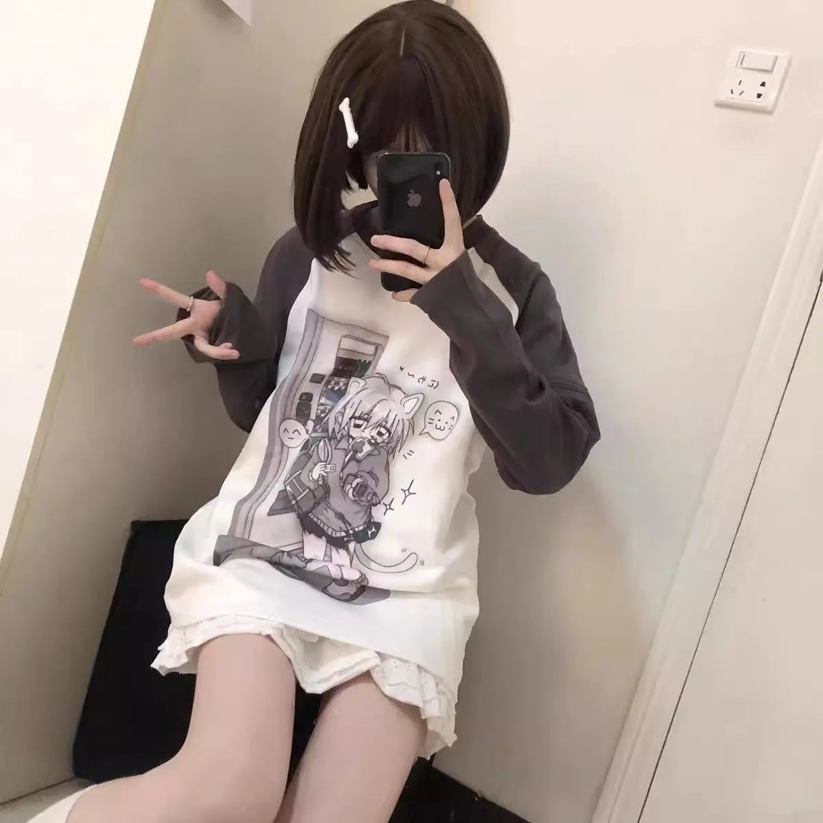 Ropa japonesa para mujer con mangas extraíbles, camisetas de manga corta y larga, ropa femenina de los años 2026