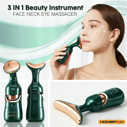 HOMEFISH 3-in-1 Facial Firming Device, EMS Slimming Eye and Neck Facial Massager, Skin Lifting Anti-Wrinkle Facial Massager