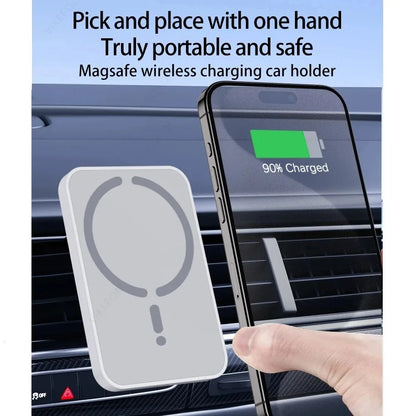 Magnetic Wireless Car Charger, Air Vent Phone Holder, 100W, for MagSafe iPhone 16, 15, 14, 13, 12 Pro Max, XS, 11, Fast Charging Pad