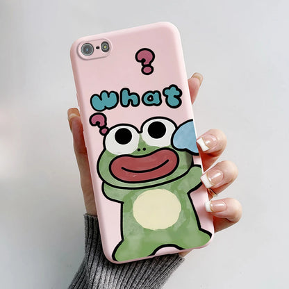 For iPhone 5 5S Case Cute Bear Cartoon Frog Painted Soft Cover For iPhone SE 2016 2020 2022 SE2 Silicone Phone Case Coque Funda