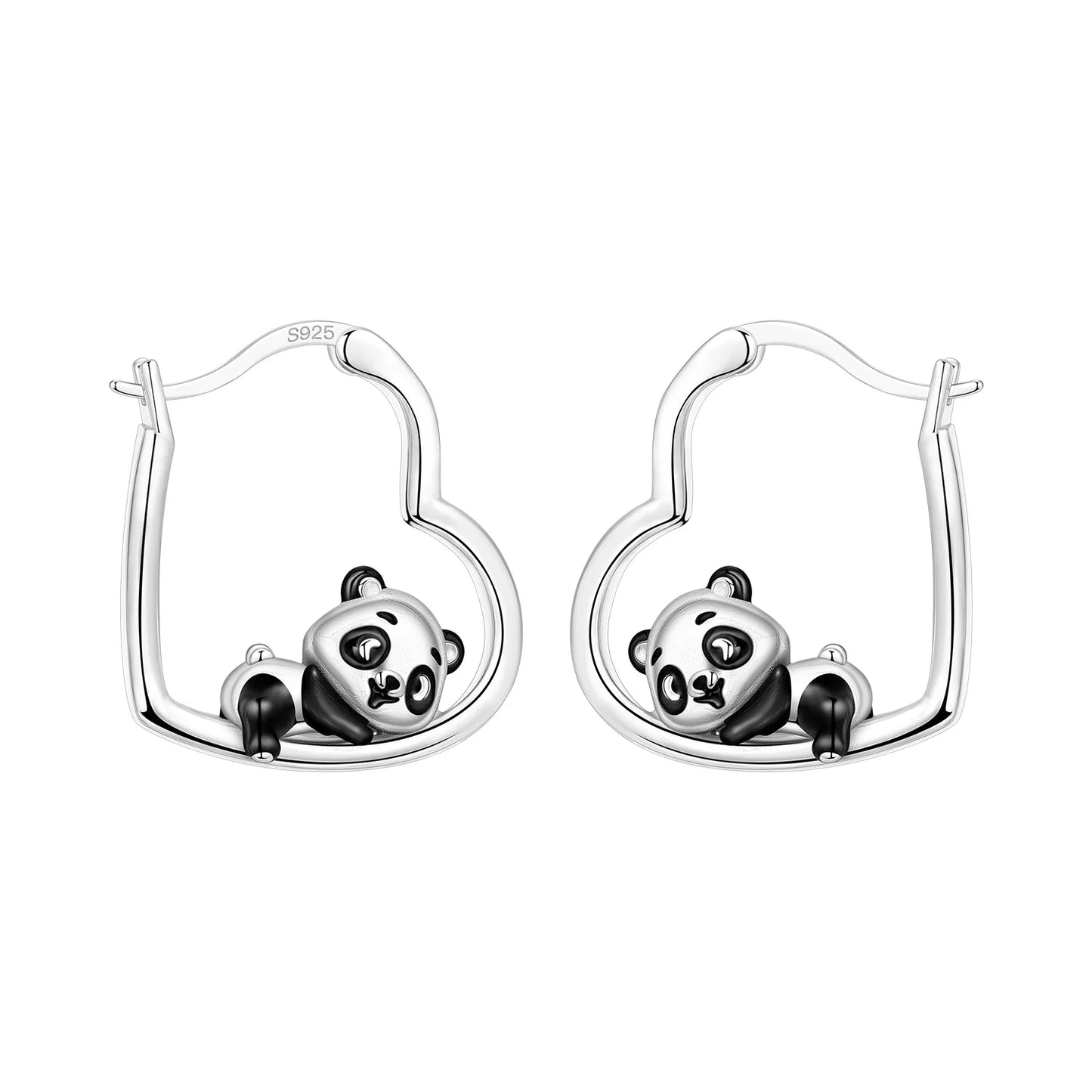Pendientes de aro de bambú para mujer, de Plata de Ley 925 originales, con bonito Panda, joyería fina, regalos de fiesta de cumpleaños