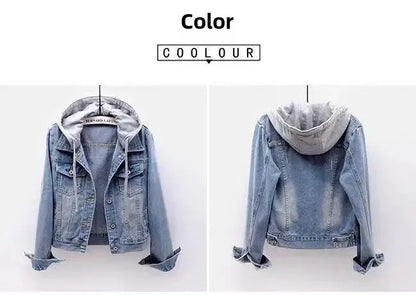 Chaqueta corta vaquera recortada para mujer primavera otoño estilo coreano nueva chaqueta con capucha de manga larga delgada suaviza tu silueta