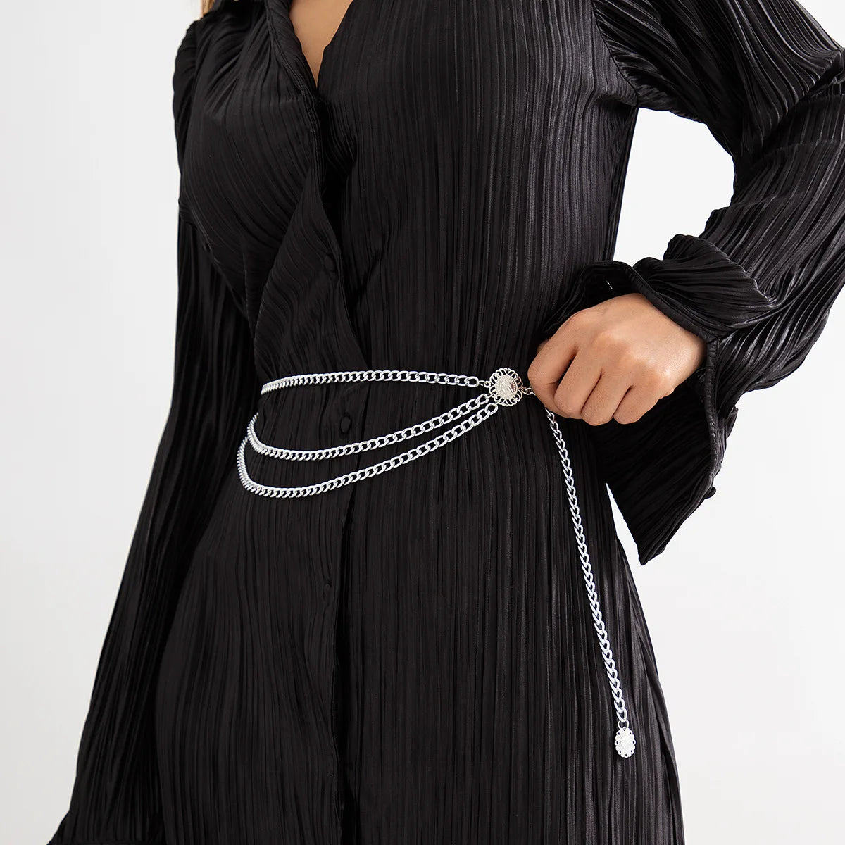 Estilo Punk Hip Hop, cadena de cintura que combina con todo, Luna, cinturón de Metal Vintage para mujer, cinturón de cadena de cintura alta Vintage para mujer.