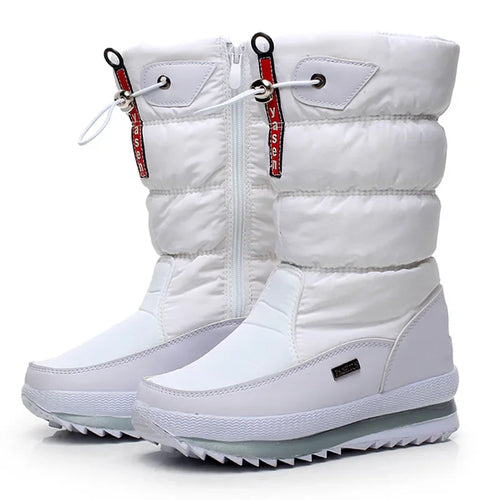 Botas de nieve cálidas a la moda para Mujer, Botas de invierno con plataforma, Botas antideslizantes impermeables, Botas de piel de felpa a media pantorrilla, Botas para Mujer