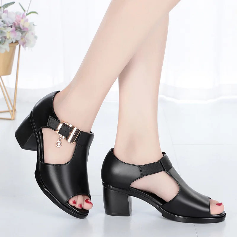 WOIZGIC Women's PU Sandals Summer Platform Cool Beach High Heel Open Toe Casual Outdoor Rhinestone Duck Strap