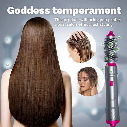 Secador de pelo 5 en 1, peine eléctrico para el cabello, cepillo rizador recto de iones negativos, secador de pelo, peine de aire, Kit de cepillo extraíble, herramienta.