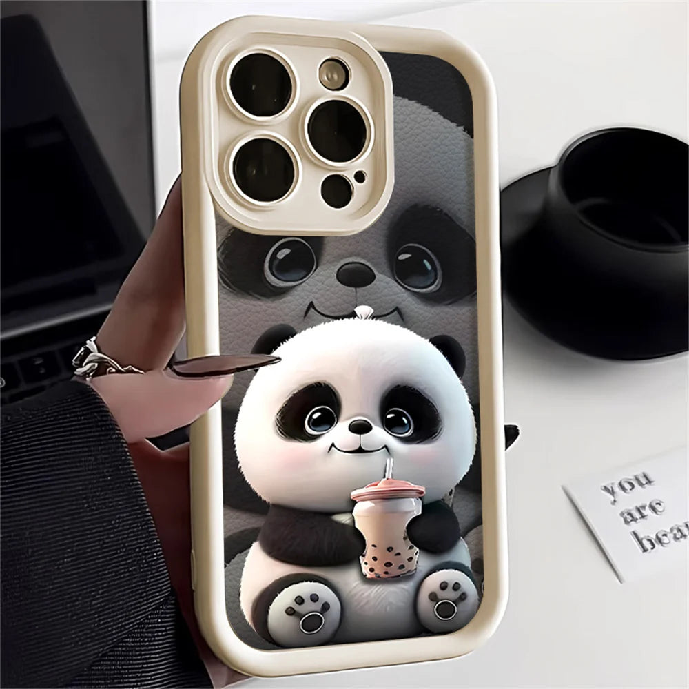 Soft TPU Panda Case for iPhone 15 Pro Max, Cases for iPhone 16 17 Air 13 14 11 12 16E 7 8 Plus SE 17promax 16promax