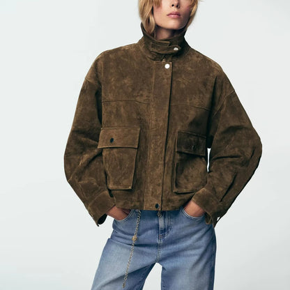 Women's Pure Leather Pilot Jacket Z, Style, Cut Are, Short Jacket, E and Quality