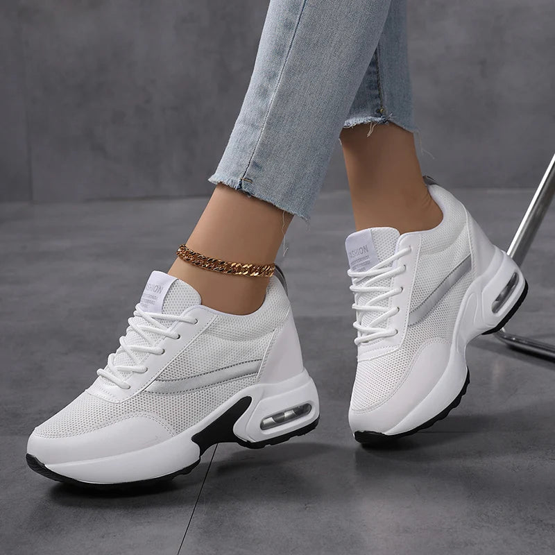Fashion Platform Women's Shoes, Invisible Height Increasing Casual Shoes, Breathable Air Cushion Walking Travel Shoes