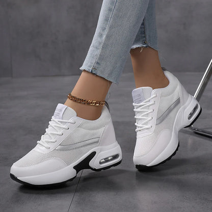 Fashion Platform Women's Shoes, Invisible Height Increasing Casual Shoes, Breathable Air Cushion Walking Travel Shoes