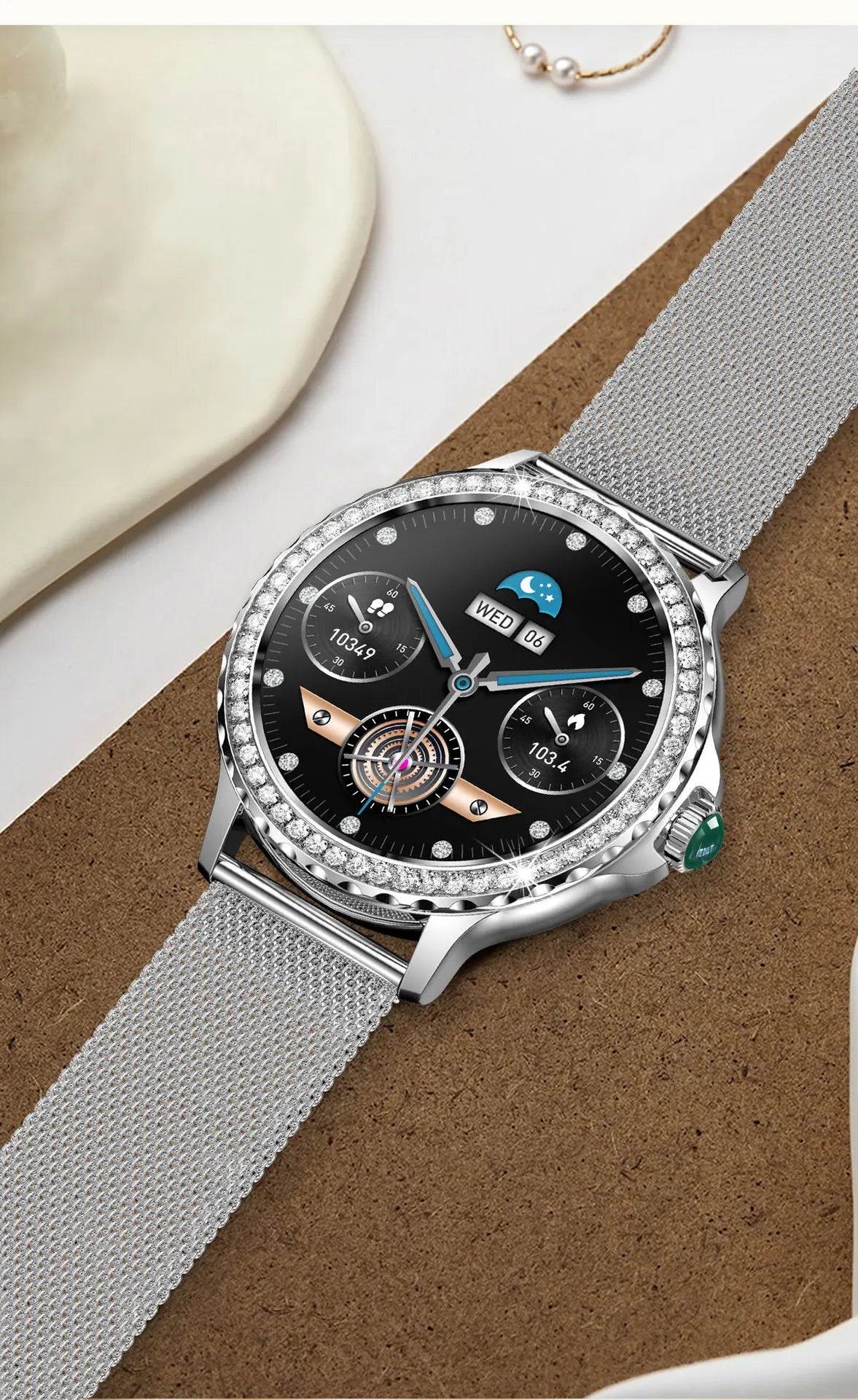 Reloj inteligente de moda para mujer NX19 llamada bluetooth pulsera deportiva inteligente IP68 reloj impermeable con diamantes