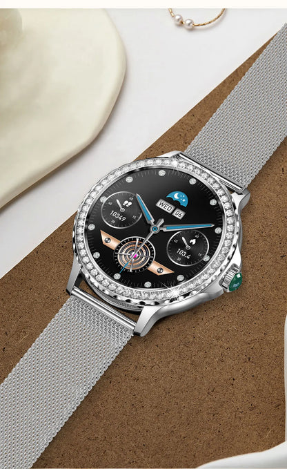 Reloj inteligente de moda para mujer NX19 llamada bluetooth pulsera deportiva inteligente IP68 reloj impermeable con diamantes