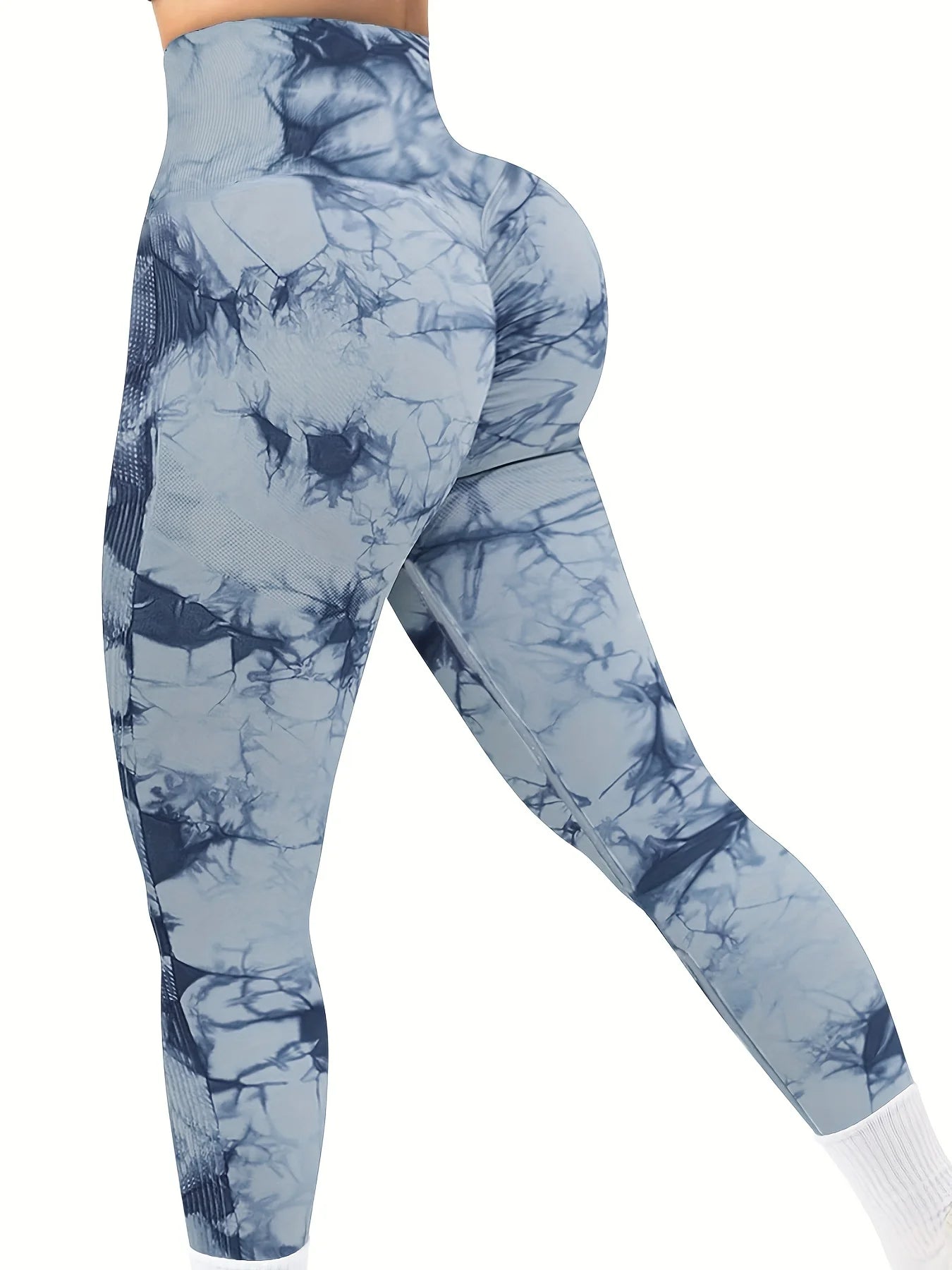 Tie Dye Leggings de entrenamiento de cintura alta sin costuras para mujer Scrunch Butt Lifting Yoga Gym Pantalones deportivos