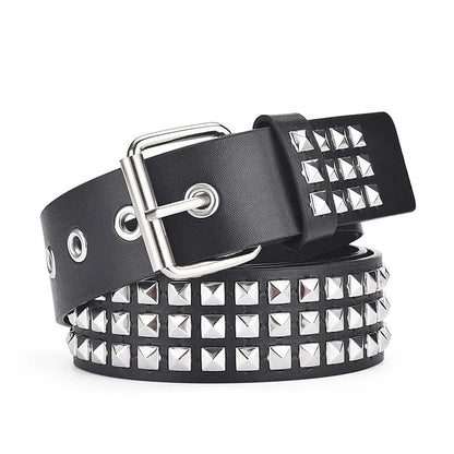 Nuevo cinturón con remaches de cuentas cuadradas a la moda, cinturón piramidal de Metal para hombres y mujeres, Hardware Punk, cinturón vaquero Y2K, cinturón de diseñador, cinturón para mujer