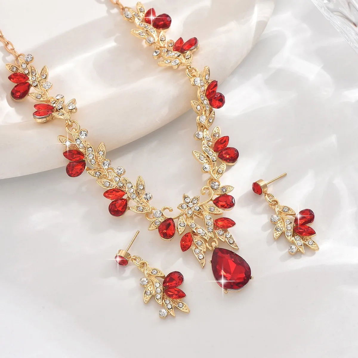 3 Pcs New Fashion Necklace Sets for Women Water Drop Necklace Choker Pendant Jewelry Set for Prom Birthday Wedding Bridal