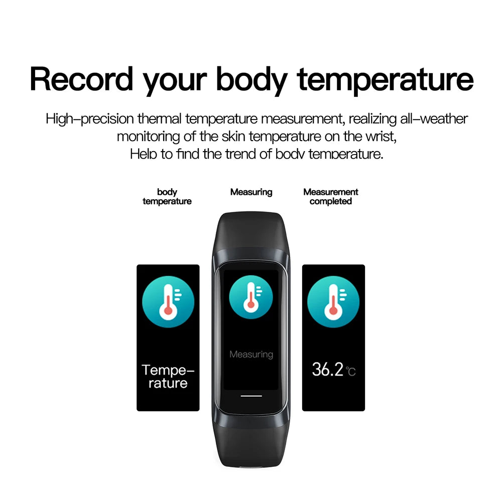 Reloj inteligente AMOLED con Monitor de temperatura corporal, reloj deportivo resistente al agua hasta 3ATM, correa de reloj inteligente para hombres y mujeres IOS Android