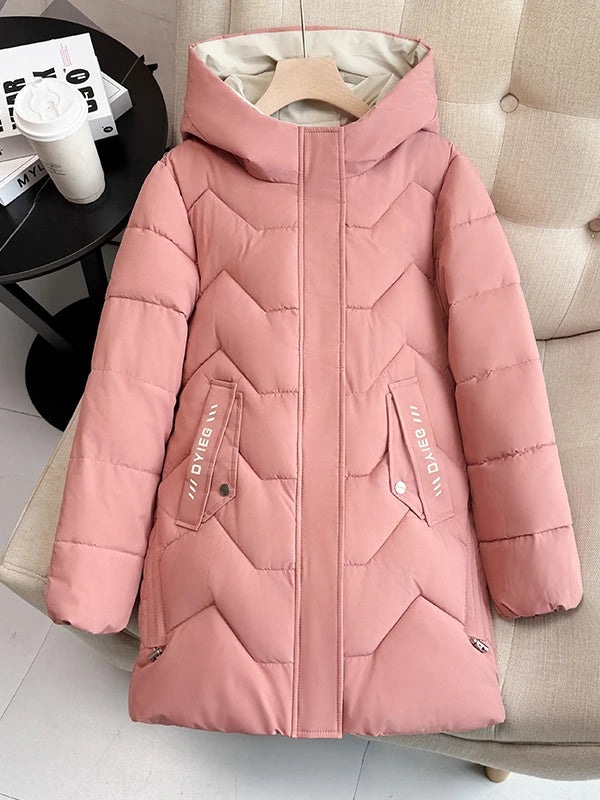 Chaqueta de plumón de longitud media para mujer, de alta gama, gruesa, cálida y elegante, estilo coreano, para el invierno, c...