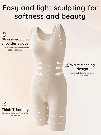 POKARLA Sexy Full Coverage Bodysuits, Thigh Shaper, Wide Shoulder Strap Shapewear Bodysuit, Seamless Girdle, Slimming.