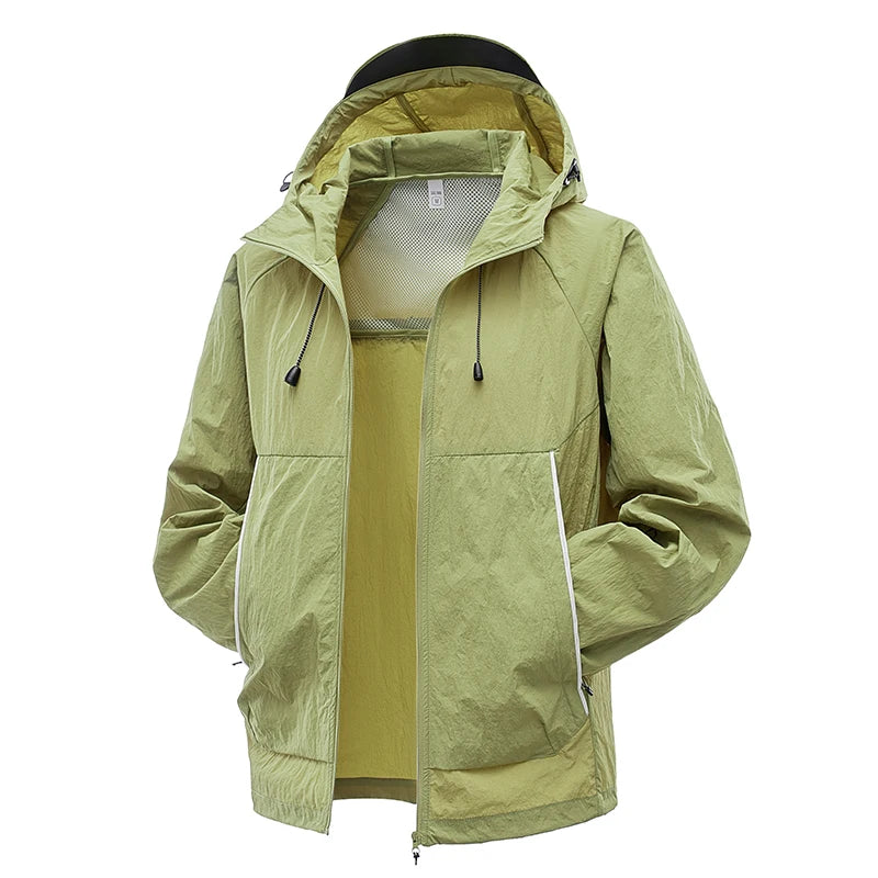 EUMERGX Waterproof Jacket for Men and Women, Windbreaker with Sun Protection for Fishing, Climbing, Hiking, Lightweight Rain Coat, Unisex, for Summer