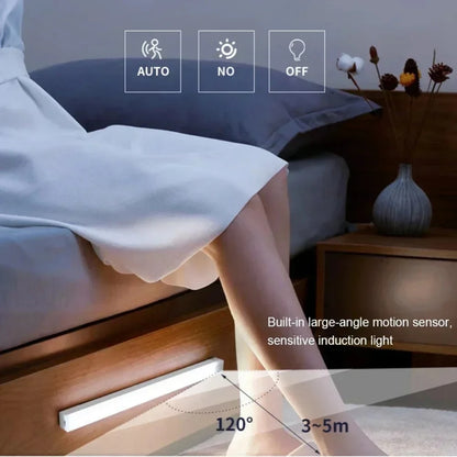 Tira de luces LED con Sensor de movimiento, luz nocturna con Sensor inalámbrico, Detector recargable por USB, lámpara de pared, armario de cocina y almacenamiento