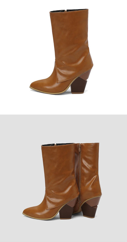 Botas De Mujer Botas De diseñador Mujer moda Sexy tacones altos puntiagudos cremallera lateral Botas cortas zapatos De plataforma talla grande 48 4005