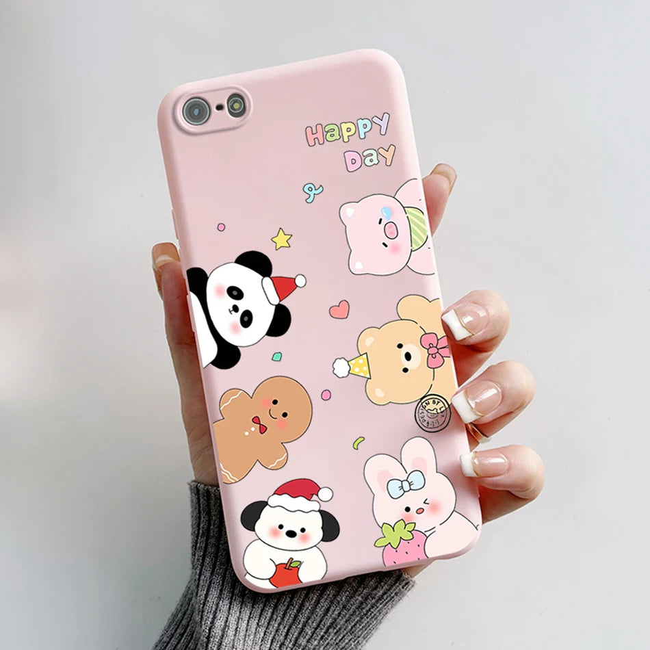 For iPhone 5 5S Case Cute Bear Cartoon Frog Painted Soft Cover For iPhone SE 2016 2020 2022 SE2 Silicone Phone Case Coque Funda