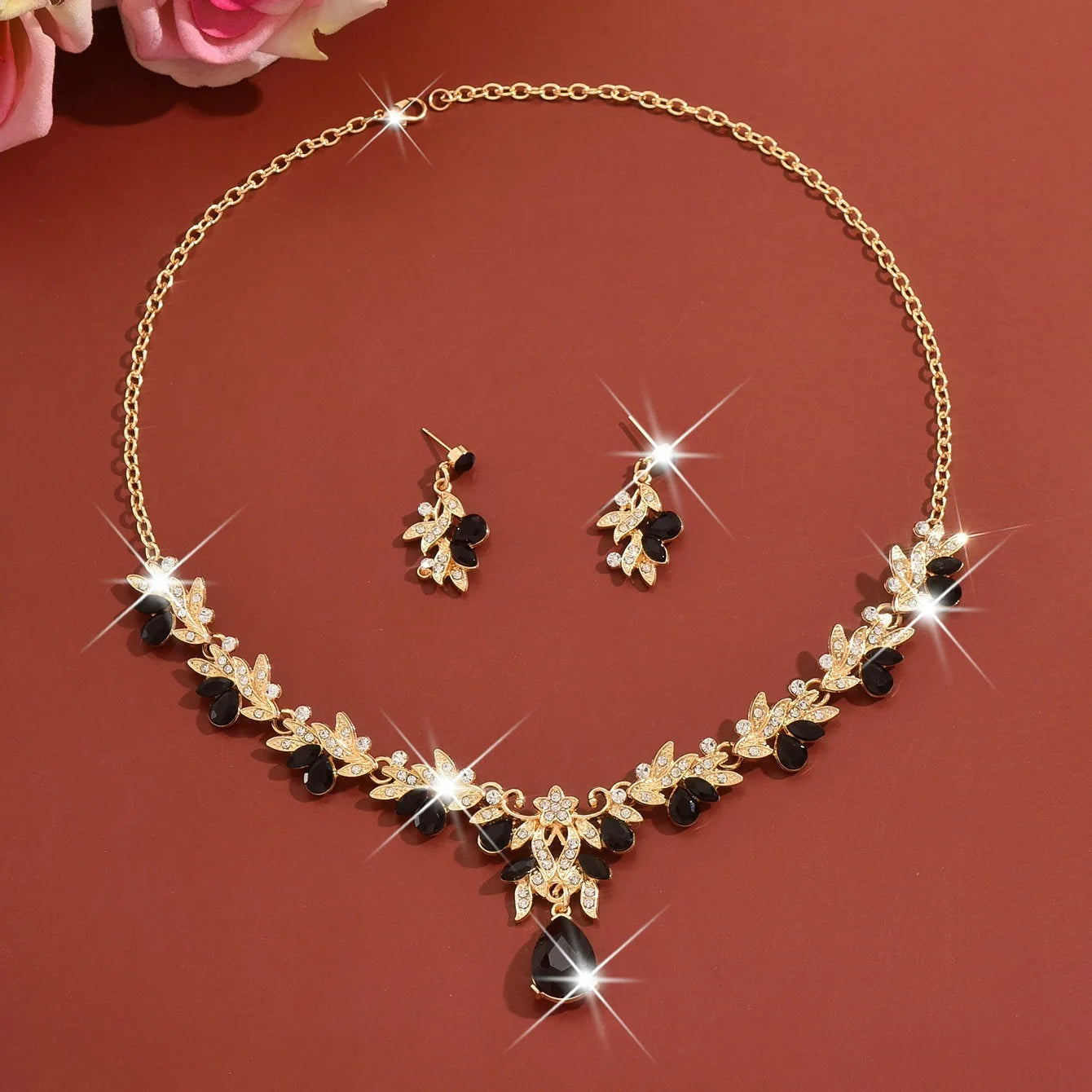 3 Pcs New Fashion Necklace Sets for Women Water Drop Necklace Choker Pendant Jewelry Set for Prom Birthday Wedding Bridal