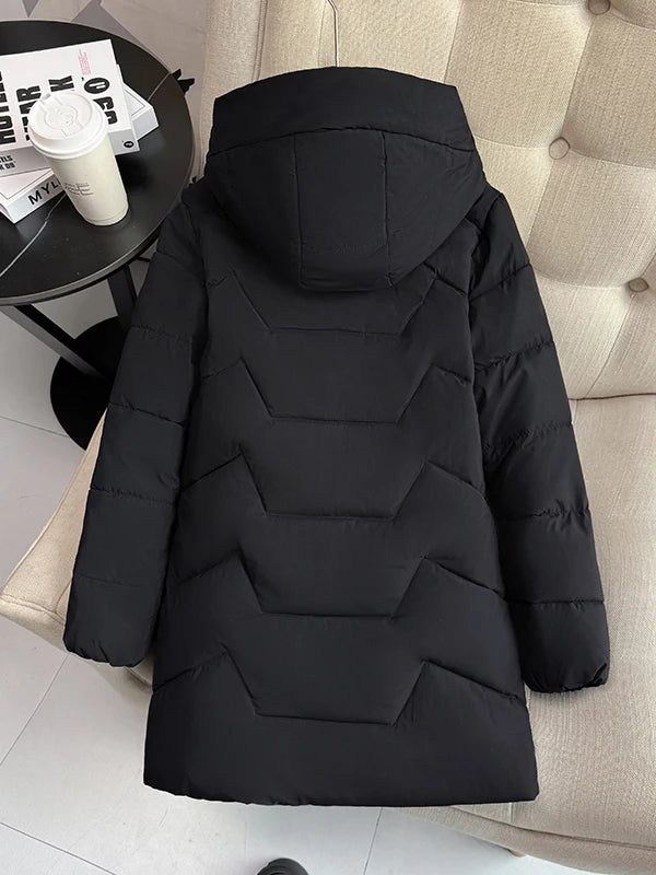 Chaqueta de plumón de longitud media para mujer, de alta gama, gruesa, cálida y elegante, estilo coreano, para el invierno, c...