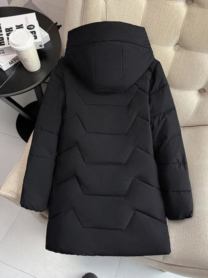 Chaqueta de plumón de longitud media para mujer, de alta gama, gruesa, cálida y elegante, estilo coreano, para el invierno, c...