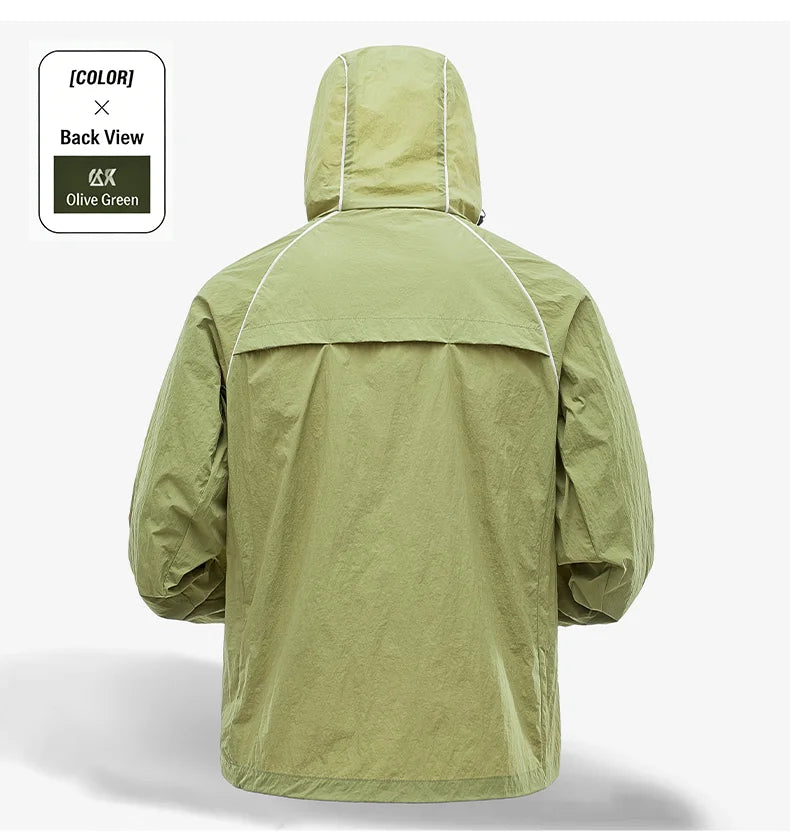 EUMERGX Waterproof Jacket for Men and Women, Windbreaker with Sun Protection for Fishing, Climbing, Hiking, Lightweight Rain Coat, Unisex, for Summer