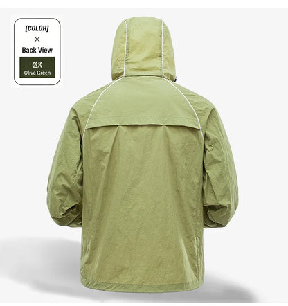 EUMERGX Waterproof Jacket for Men and Women, Windbreaker with Sun Protection for Fishing, Climbing, Hiking, Lightweight Rain Coat, Unisex, for Summer