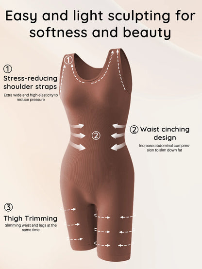POKARLA Sexy Full Coverage Bodysuits, Thigh Shaper, Wide Shoulder Strap Shapewear Bodysuit, Seamless Girdle, Slimming.