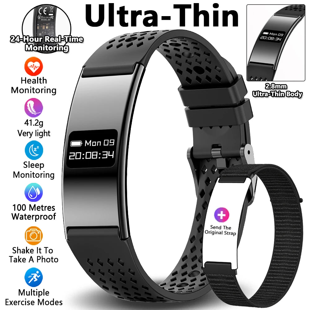 Pulsera inteligente para hombres y mujeres, Monitor de ritmo cardíaco durante el sueño, banda inteligente de salud, rastreador de actividad/deporte resistente al agua, reloj inteligente para Android iOS